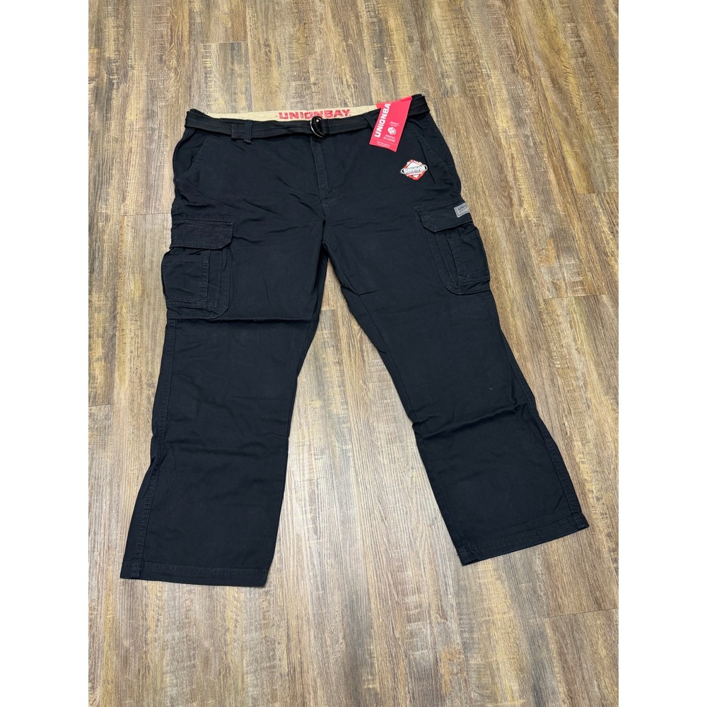 Unionbay‎ Mens B&T Survivor Cargo Pants Black with Belt 46x30 Y15EH3D New